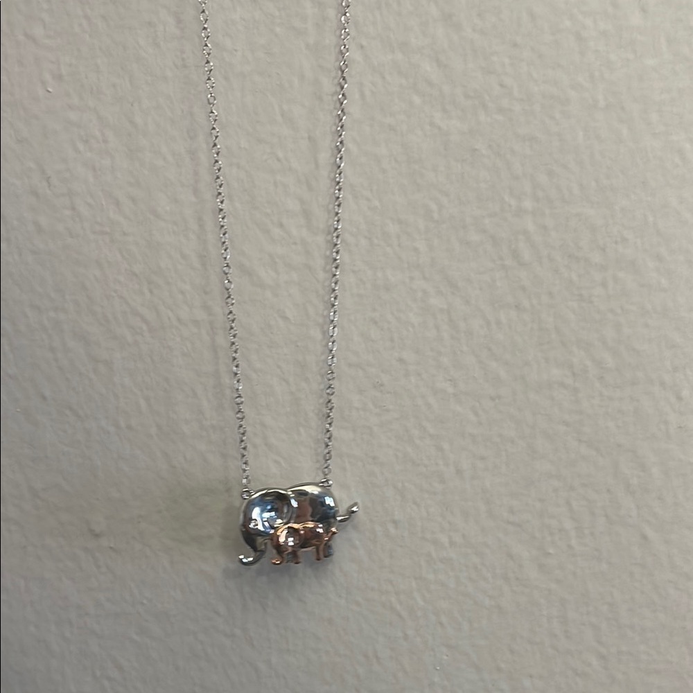 Silver and Gold Elephant Pendant Necklace
